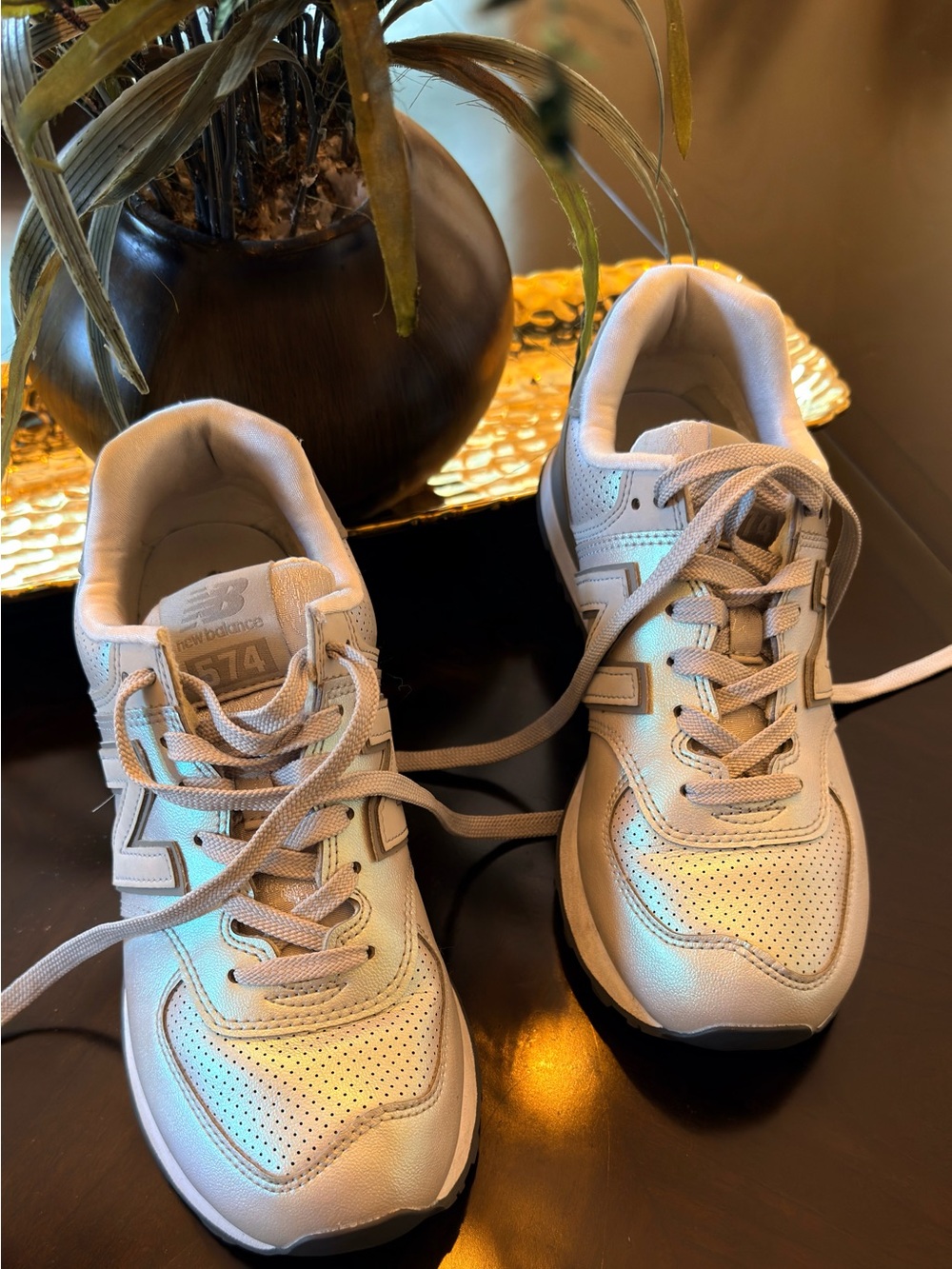 New Balance Women's Athletic Lace-Up Sneakers in Light Gray